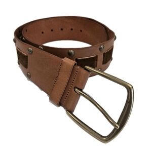Brown leather linea pelle belt wide Velvet Size Medium